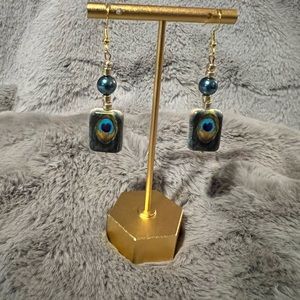 Pearl and Peacock Earrings